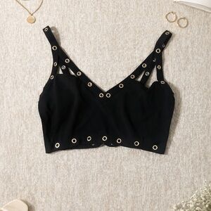 Hera Collection Black Eyelet Crop Top